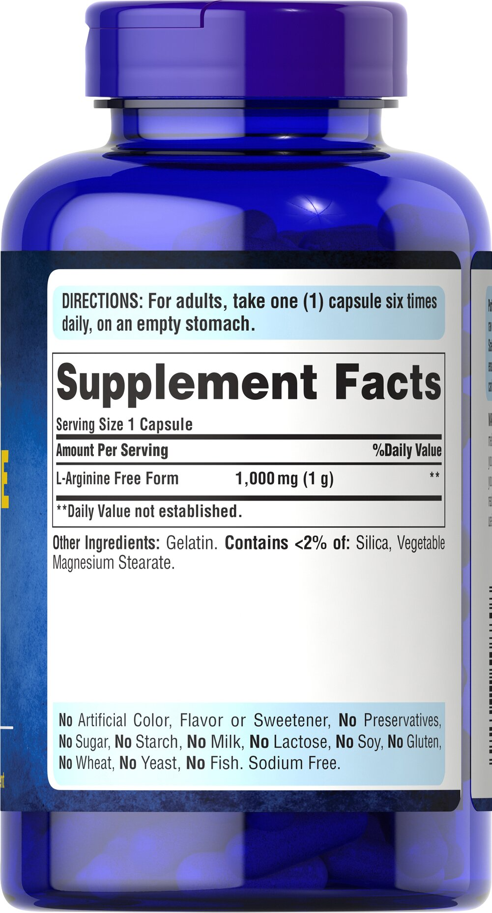 L-Arginina, salud sexual, fertilidad, fertilidad, corazón, diabetes. Puritan’s Pride. 1000 mg, 100 cápsulas
