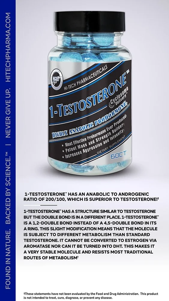 1-Testosterone, testosterona,  60 Tabletas, duración de 4 semanas