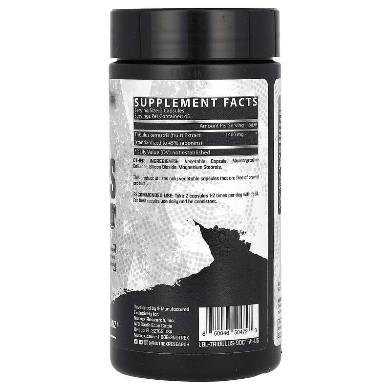 Tribulus 1400 mg, testosterona Nutrex, 90 cápsulas