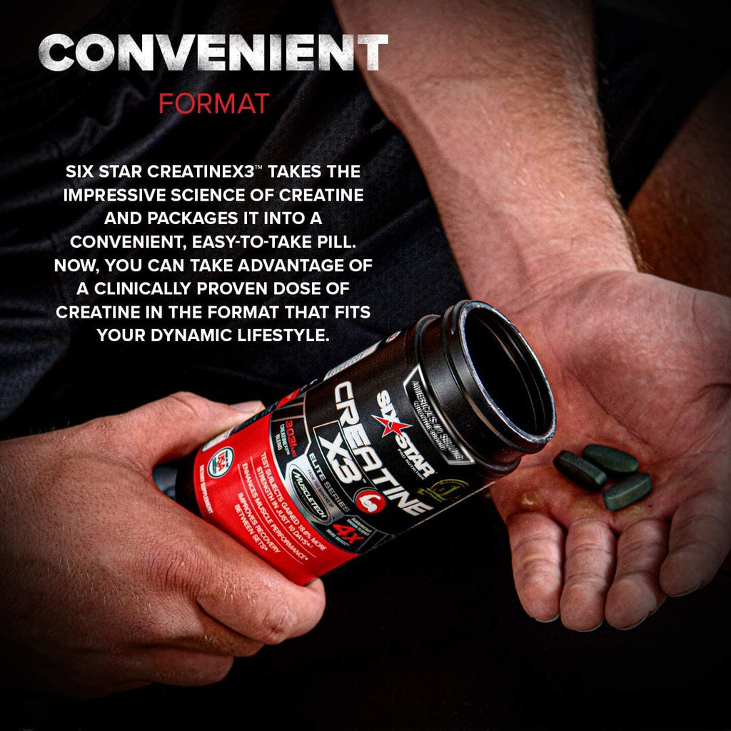 Creatina Six Star Post Workout X3, 60 Cápsulas | Recuperación muscular y constructor muscular para hombres y mujeres | Monohidratada, 20 porciones.