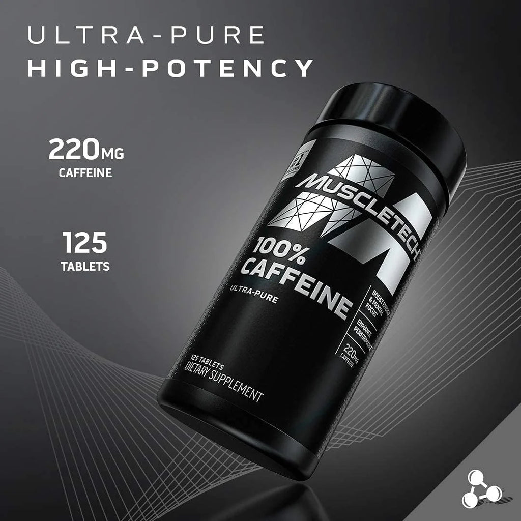 Cafeína 100% Pura, Energía, Enfoque, Resistencia. 125 Tabletas