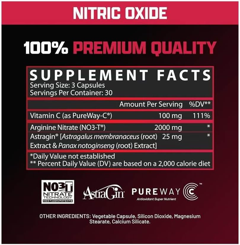 ÓXIDO NÍTRICO. NIOX Extreme Pumps, preentrenamiento de 90 unidades con nitrato de arginina, vitamina C y AstraGin para bombeo muscular, vascularización, resistencia y NO3-T