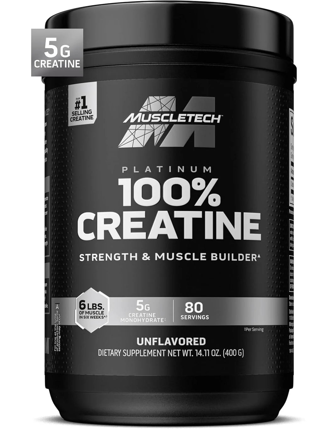 Creatina MuscleTech, aumenta músculos y fuerza, 14.11 oz, 80 servicios