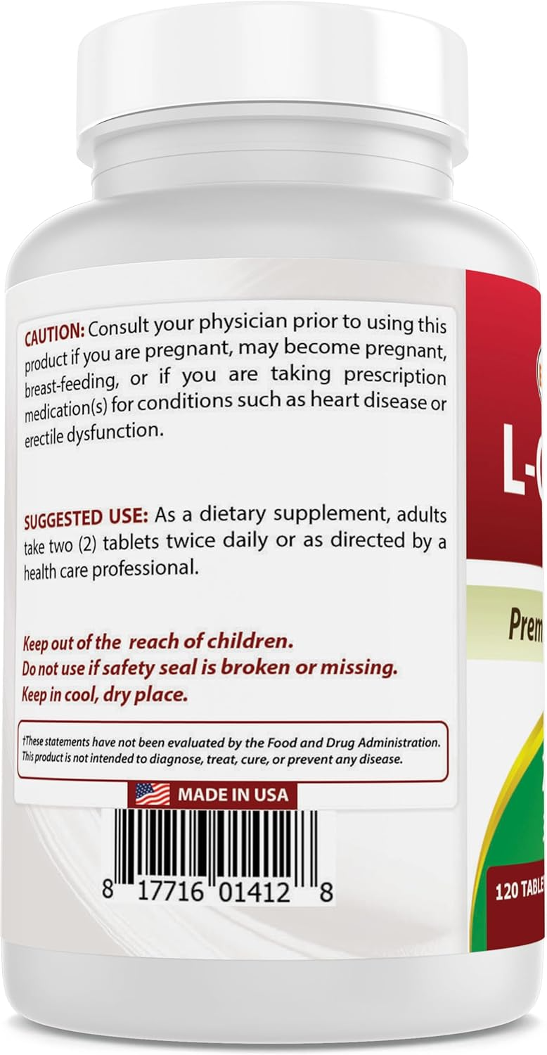 L-Citrulina 2000 mg, Best Naturals, Sin gluten, 120 tabletas