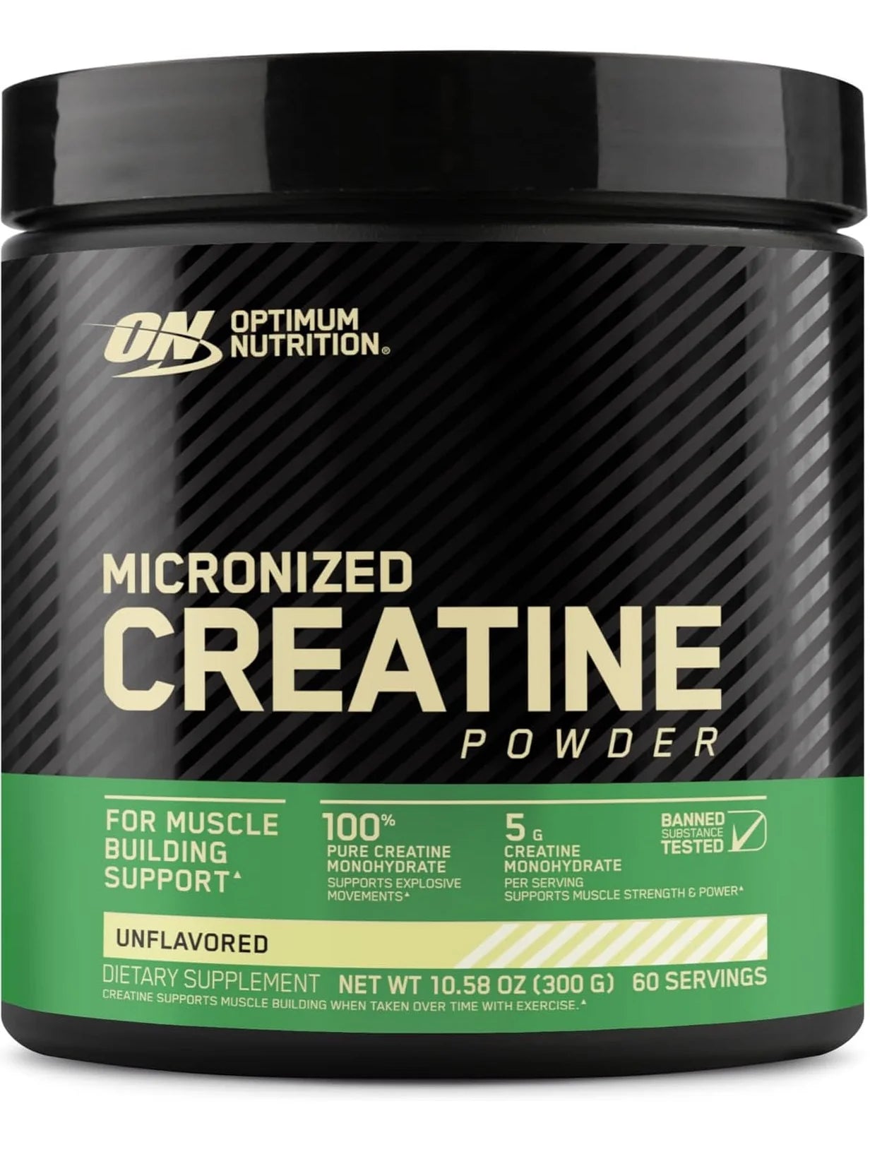Creatina micronizada, Optimun Nutrition, 300 gramos, 60 servicios