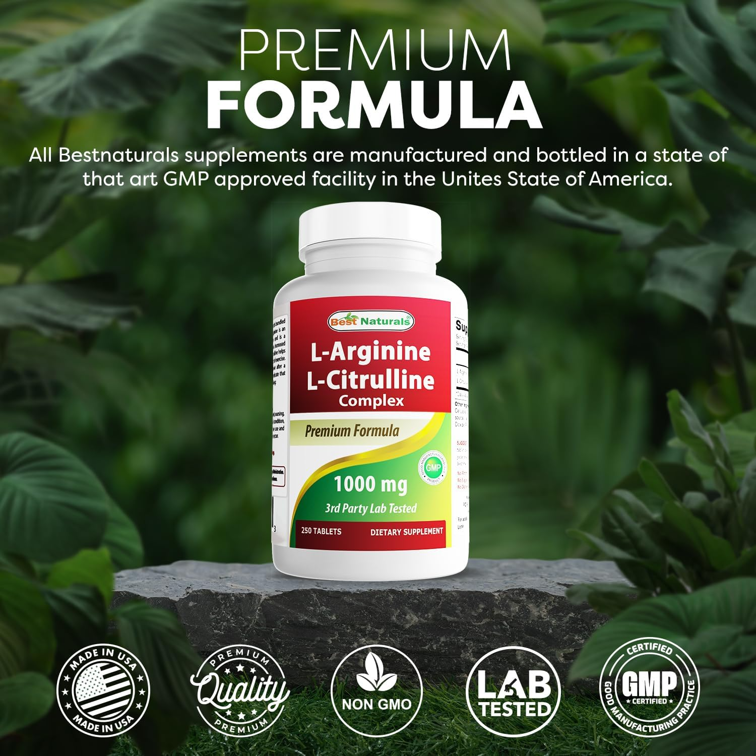 L-Arginina y L-Citrulina, Best Naturals, 1000 mg, 250 tabletas