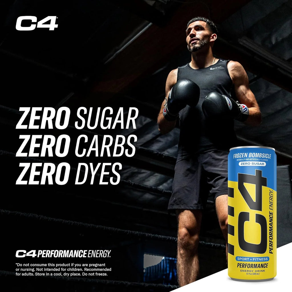 Pre entrenamiento, C4 Sport, certificado NFS para deportistas, energía y rendimiento, 12 botellas