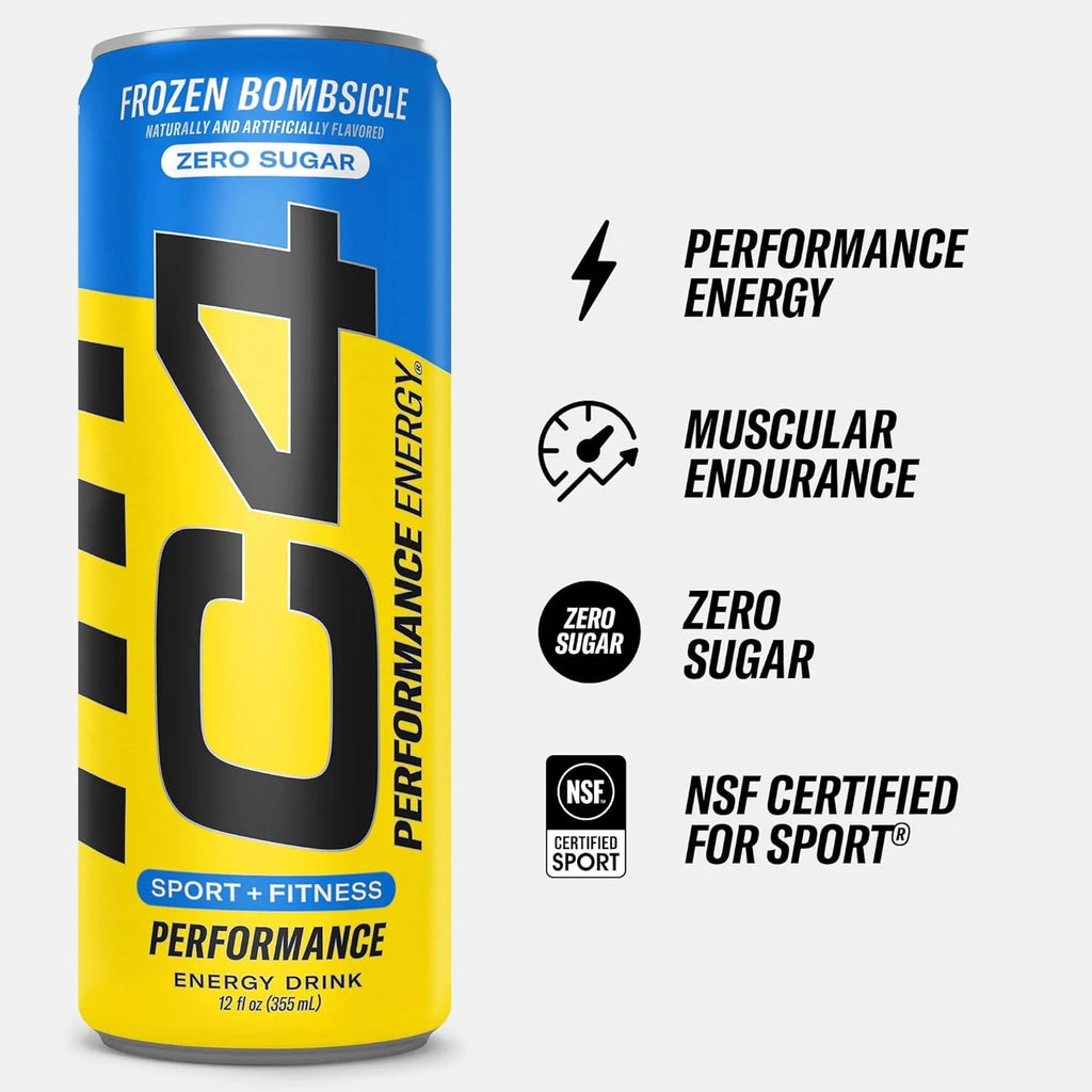 Pre entrenamiento, C4 Sport, certificado NFS para deportistas, energía y rendimiento, 12 botellas