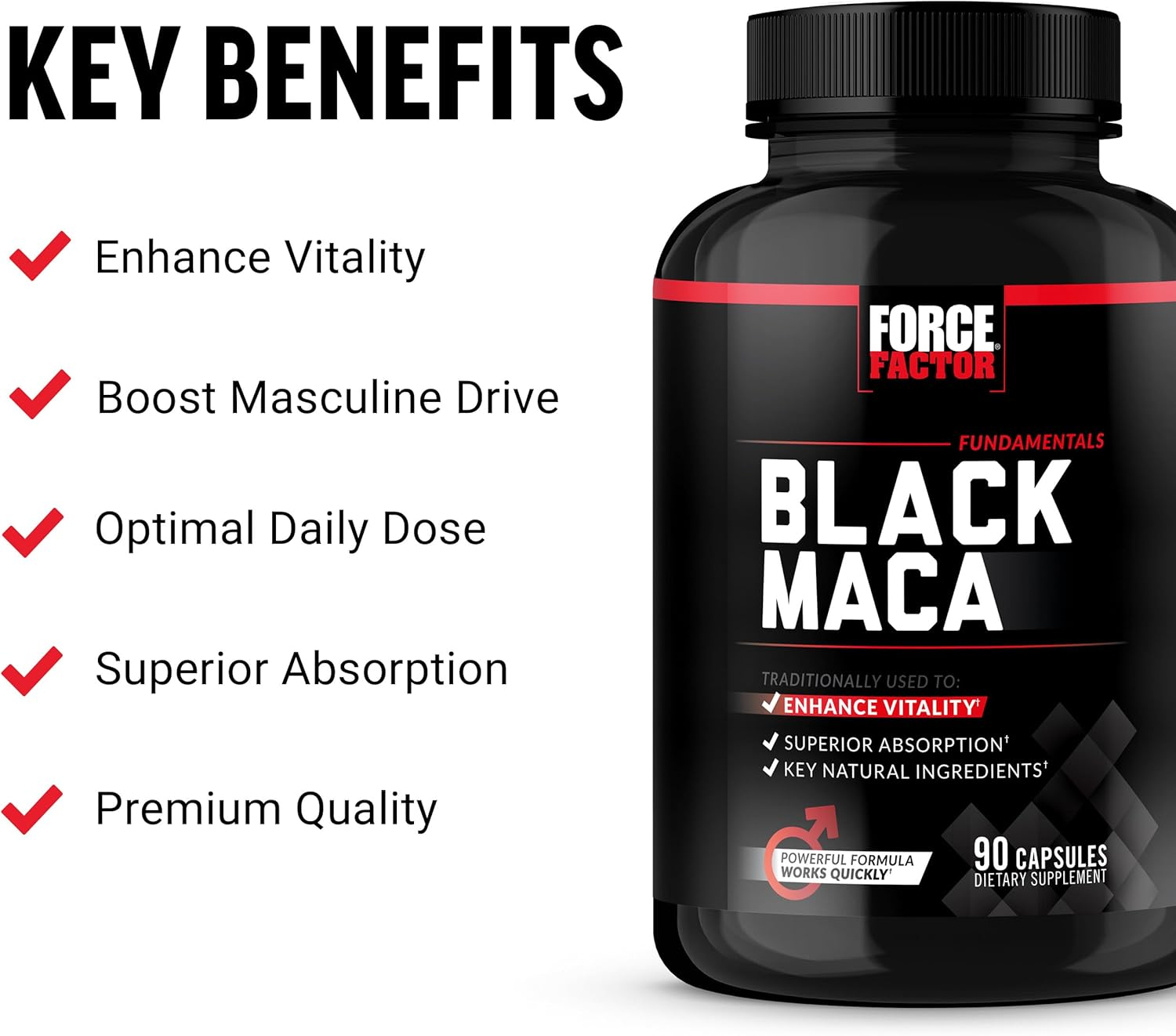 Maca Negra (Black Maca), Force Factor, Varios tamaños disponibles
