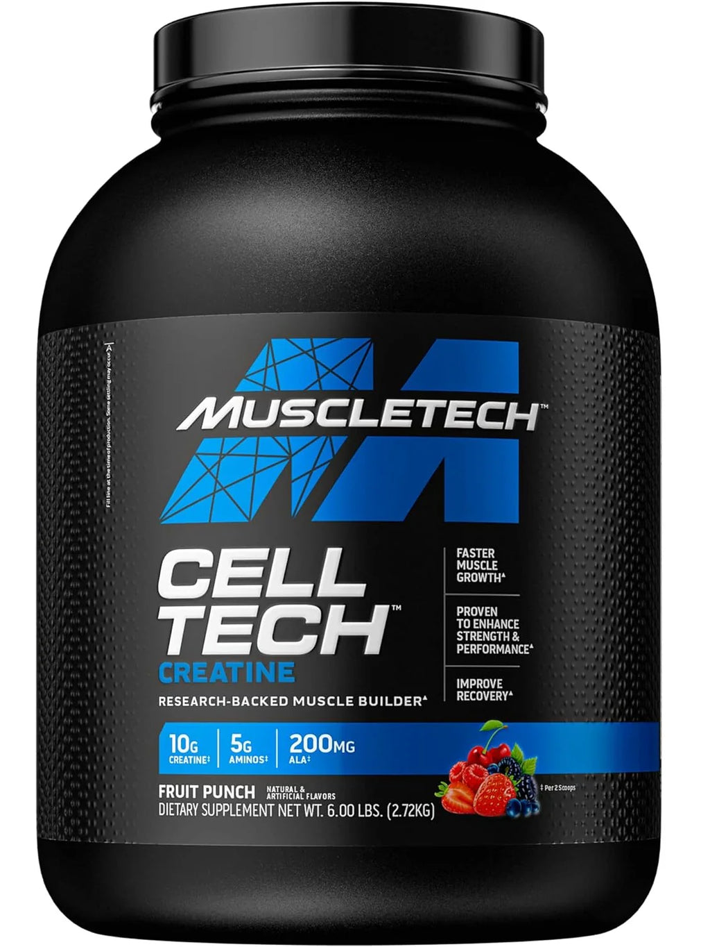 Creatina Muscletech, con BCAA, Vitaminas C, B6, B12, Calcio, Magnesio, Potasio. Varios tamaños disponibles CELL TECH