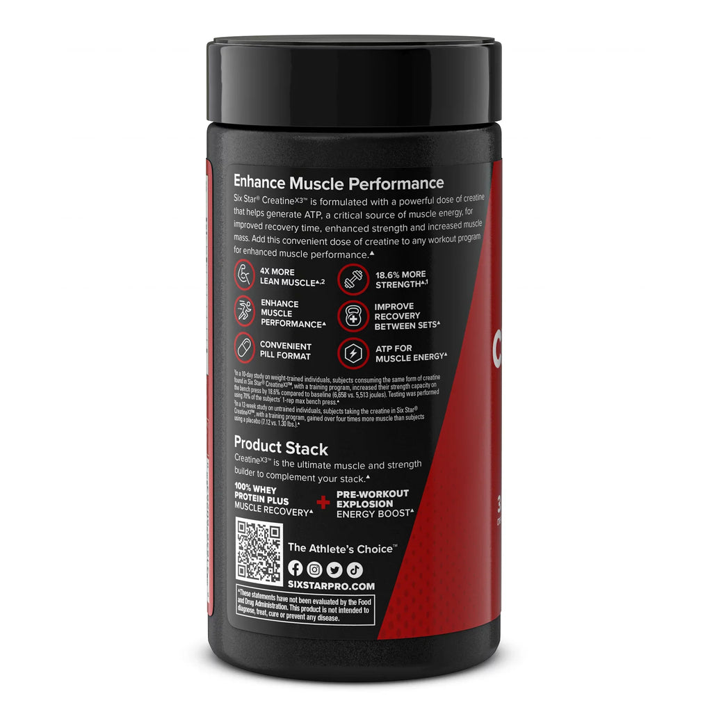 Creatina Six Star Post Workout X3, 60 Cápsulas | Recuperación muscular y constructor muscular para hombres y mujeres | Monohidratada, 20 porciones.