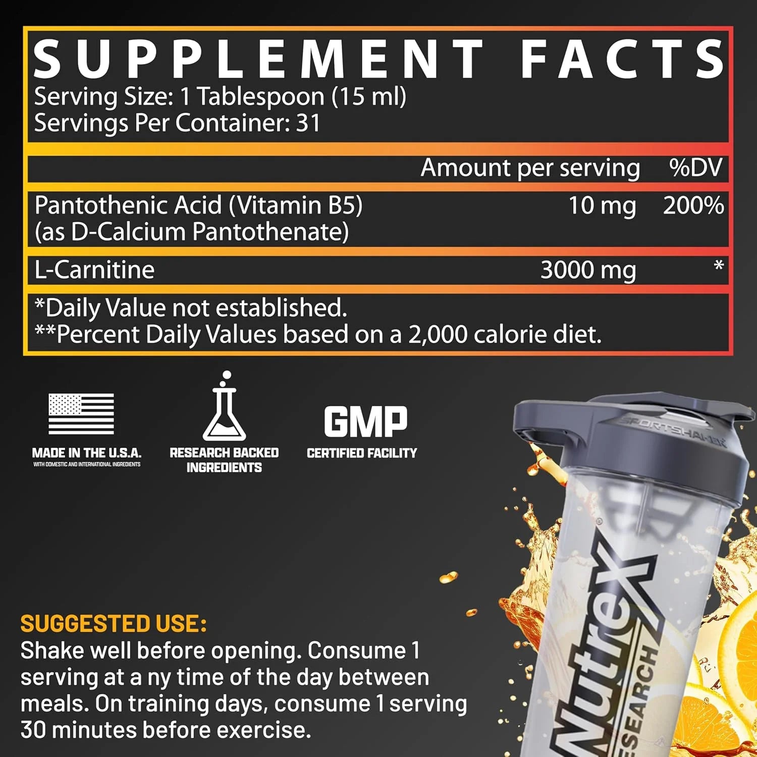 L-CARNITINA 3000, líquida, Nutrex, 31 servicios