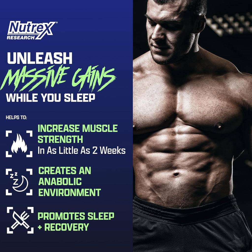 Anabol PM Nighttime, para el desarrollo muscular nocturno y ayuda para dormir | Suplemento anabólico para el desarrollo muscular, ingredient clínicamente investigados, Recuperación y fortalecimiento muscular post-entrenamiento, 60 cápsulas