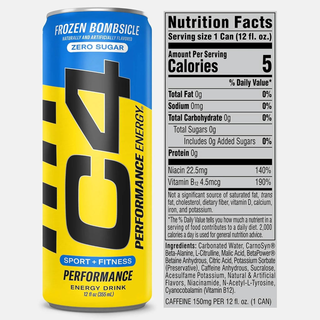 Pre entrenamiento, C4 Sport, certificado NFS para deportistas, energía y rendimiento, 12 botellas