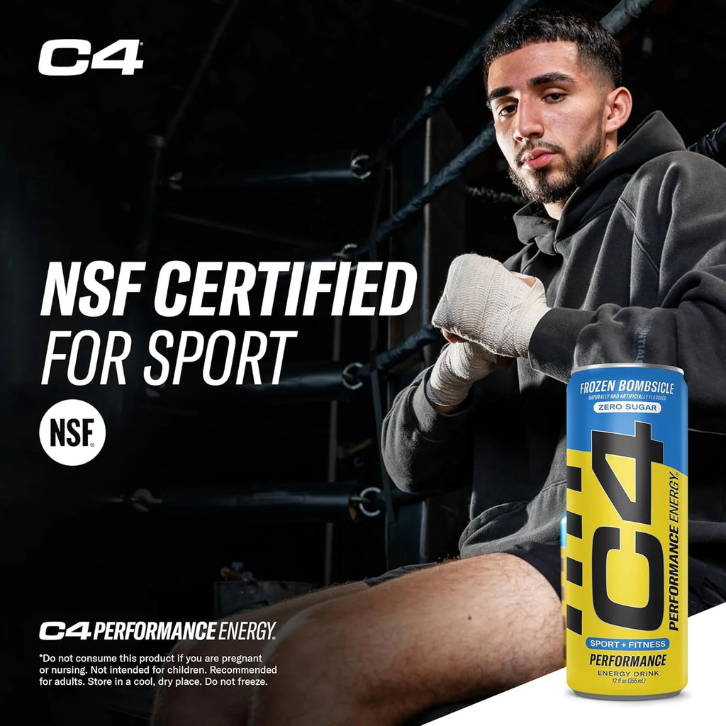 Pre entrenamiento, C4 Sport, certificado NFS para deportistas, energía y rendimiento, 12 botellas