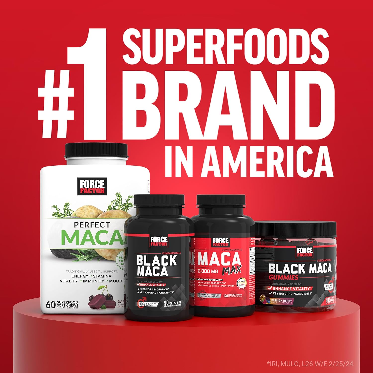 Maca Negra (Black Maca), Force Factor, Varios tamaños disponibles