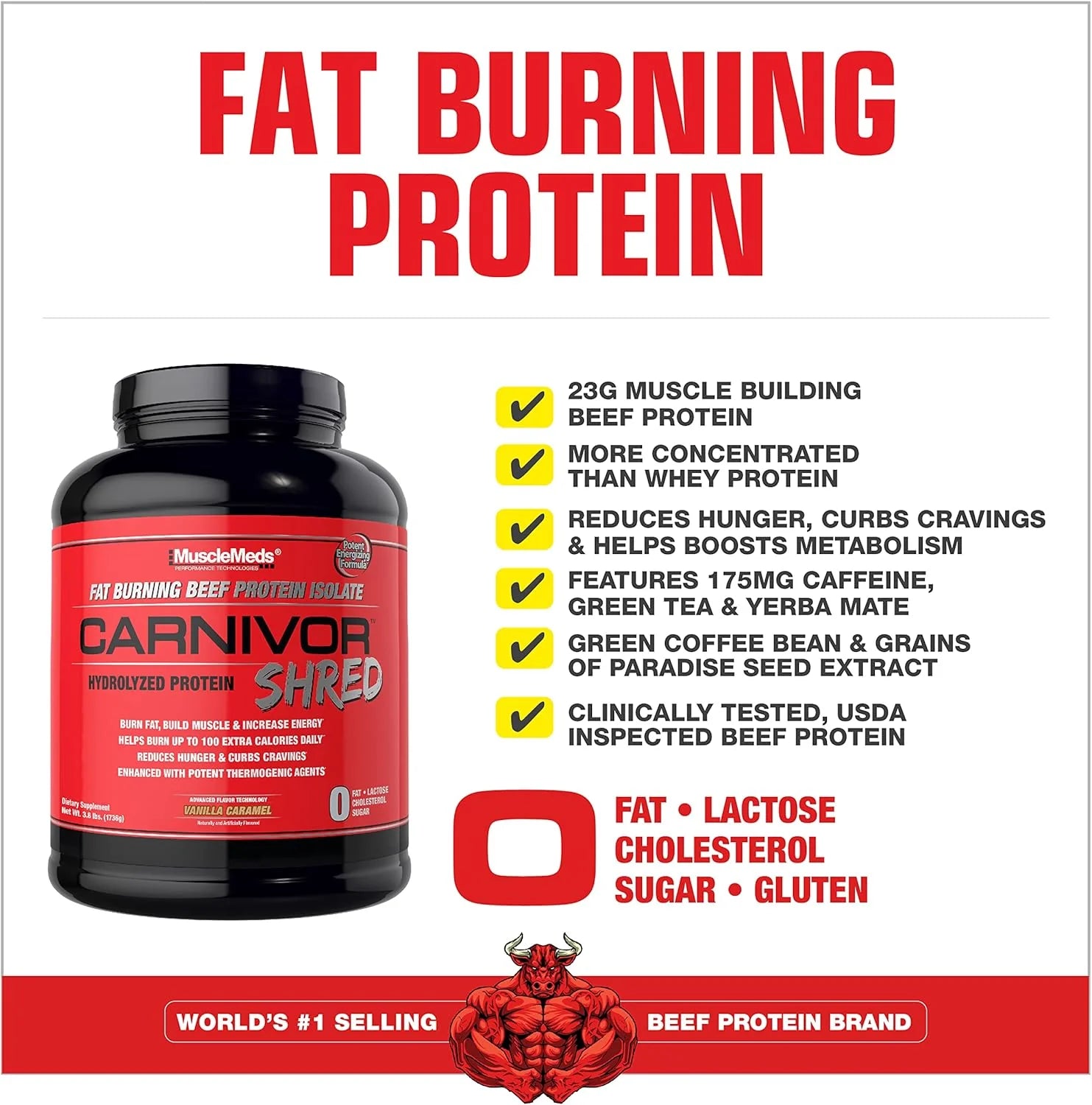 Proteina para quemar grasa, Carnivor Isolate Shred, de carne de res, aisalda, sin azúcar, sin grasa, sin lactosa, 56 servicios