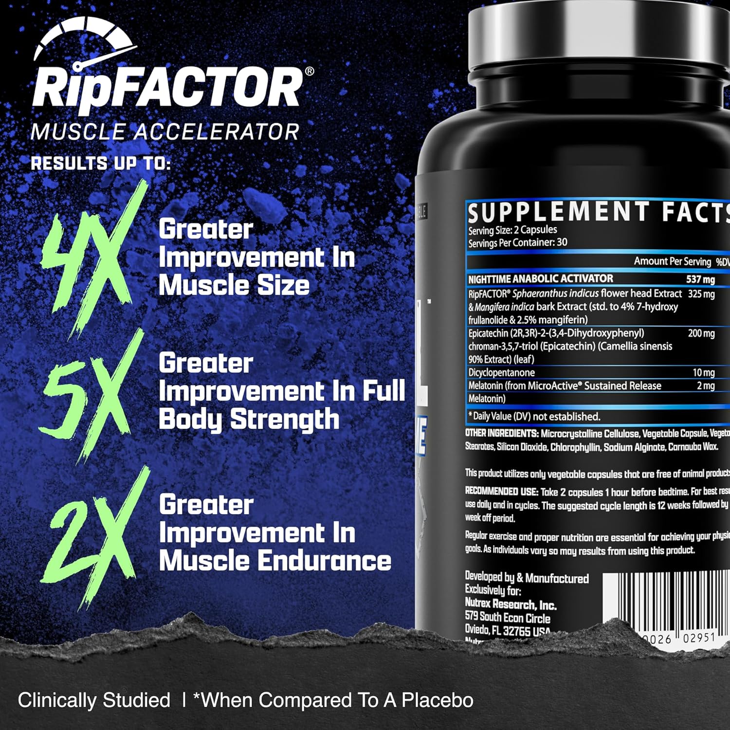 Anabol PM Nighttime, para el desarrollo muscular nocturno y ayuda para dormir | Suplemento anabólico para el desarrollo muscular, ingredient clínicamente investigados, Recuperación y fortalecimiento muscular post-entrenamiento, 60 cápsulas
