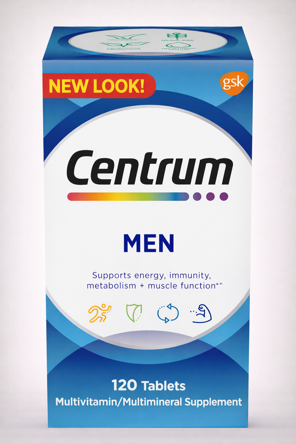 Centrum para hombres: Vitaminas, Minerales, Energía, Metabolismo, Inmunidad, Músculos y Huesos. 120 tabletas multivitaminico