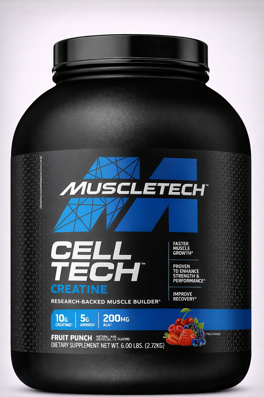 Creatina Muscletech, con BCAA, Vitaminas C, B6, B12, Calcio, Magnesio, Potasio. Varios tamaños disponibles CELL TECH