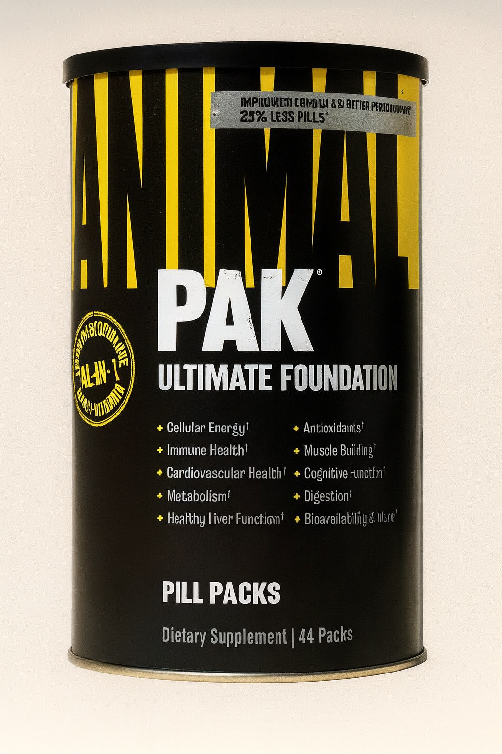 ANIMAL PAK, Envase de 44 paquetes, nueva presentación con menos pastillas por servicio. Todo en uno (Aminoácidos, Vitaminas, Enzimas y mucho mas)