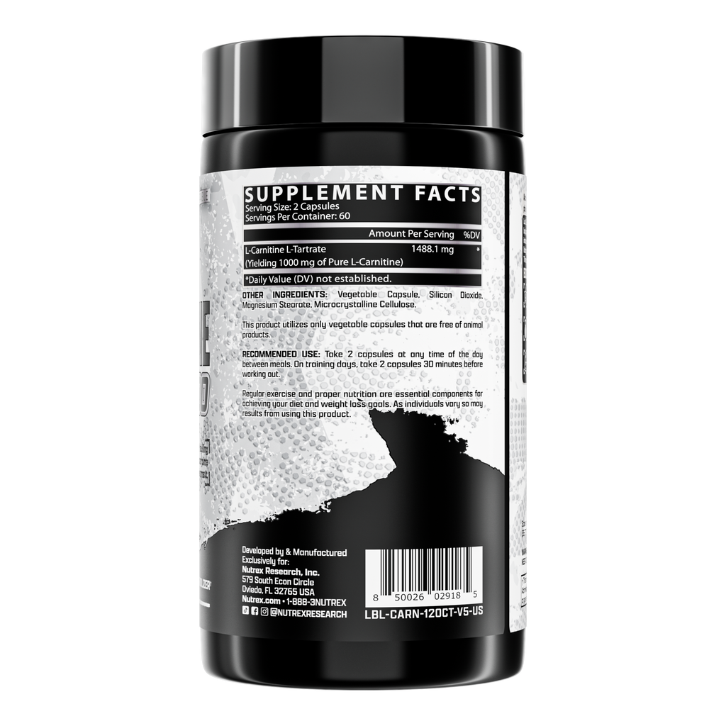 L-Carnitina, 1000 mg, Nutrex, de alta pureza, Varios tamaños disponibles