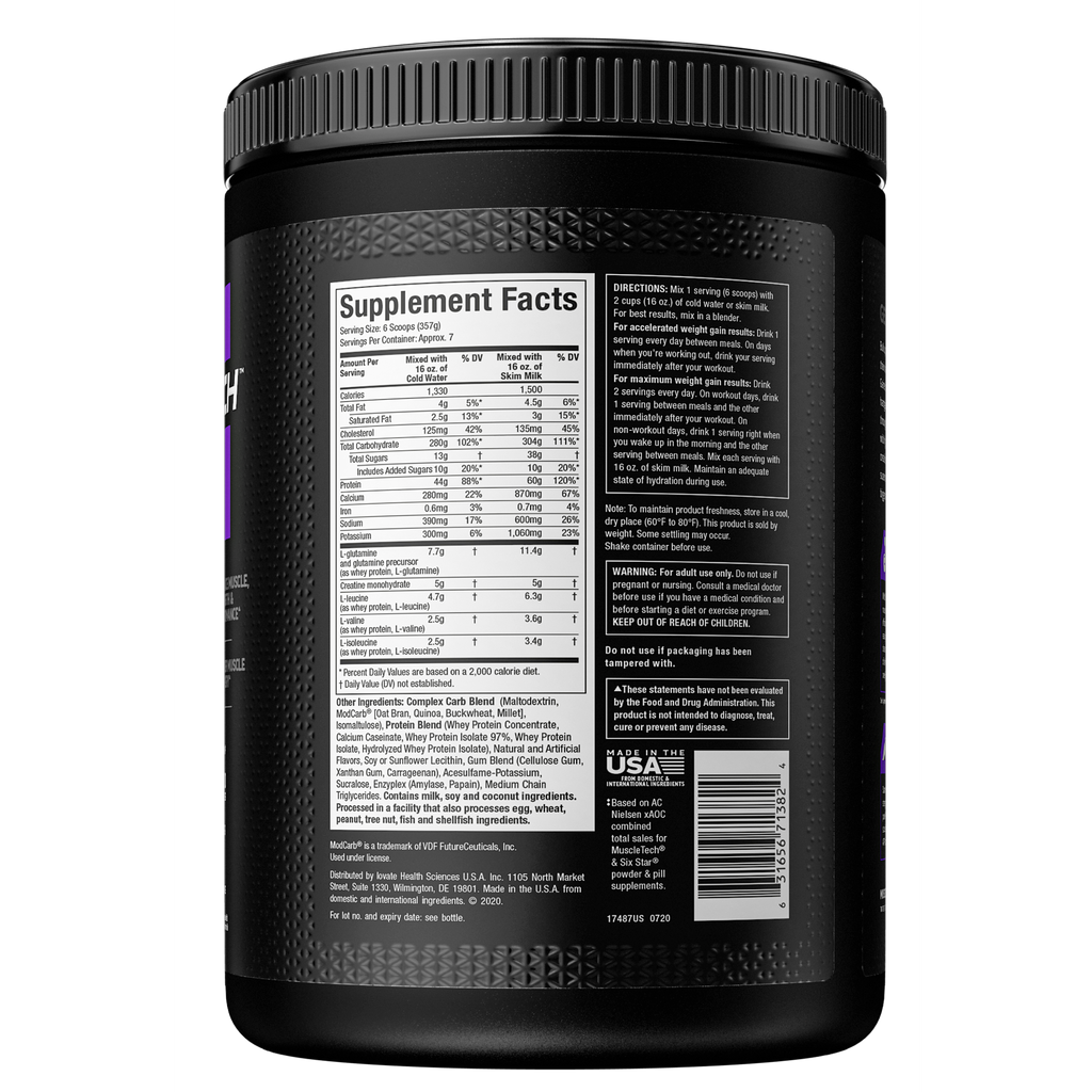 Proteína en polvo Muscletech Pro Series Mass Gainer , 60 g de proteína, Vainilla y Chocolate, 5 lb, 80 oz.