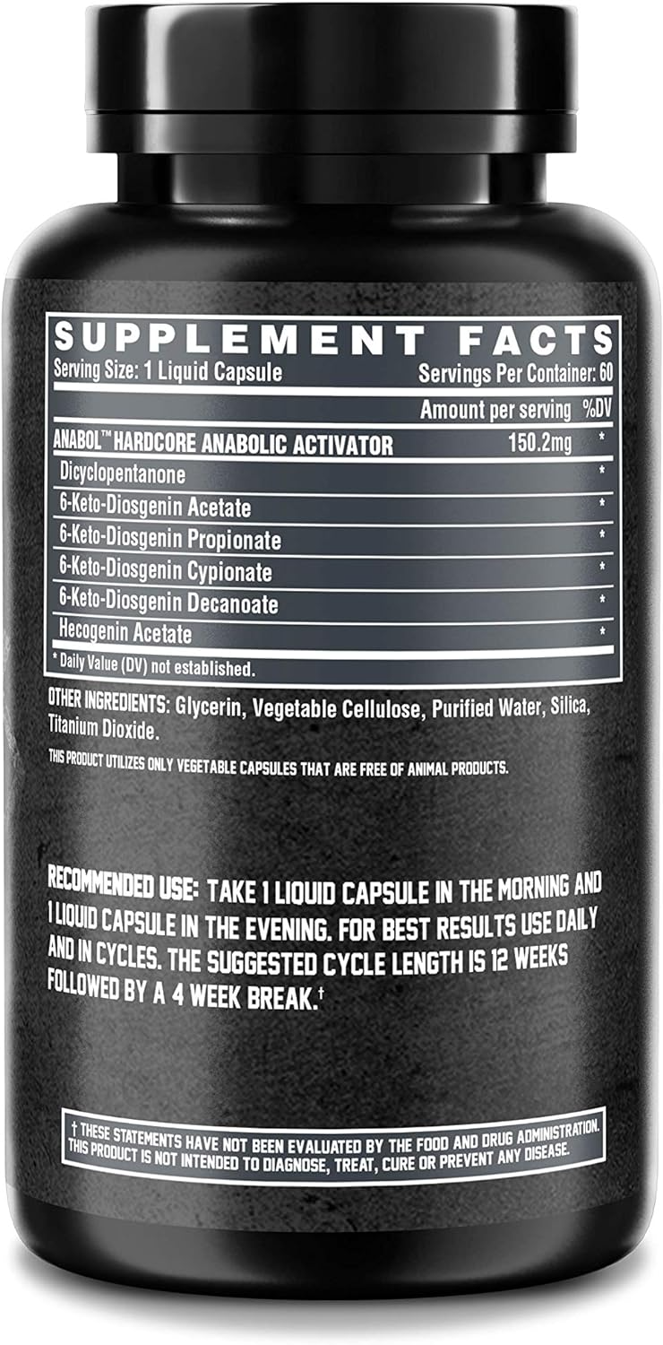 ANABOL HARDCORE: Activador anabólico para ganar músculos, fuerza, y recuperación rápida. Nutrex. 60 cápsulas.