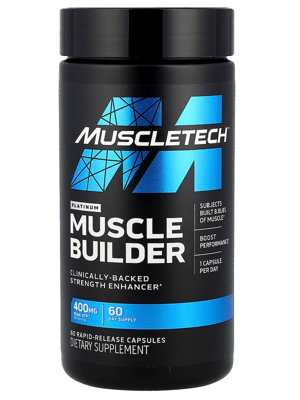 MuscleTech, Platinum Muscle Builder, 400 mg, 60 cápsulas de liberación rápida