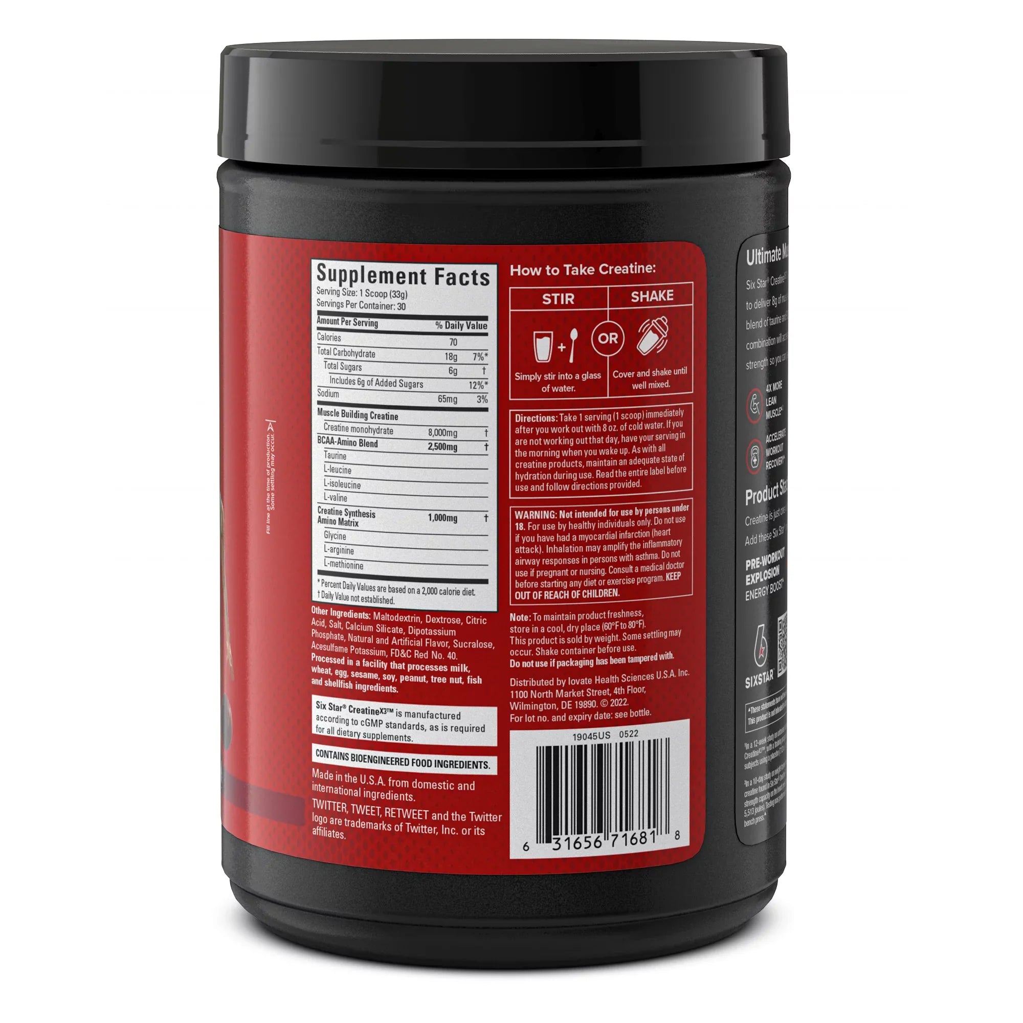 Creatina X3, en polvo, Fruit Punch, 2.18 libras, micronizada, HCL, con BCAA, gana músculos, fuerza y resistencia.