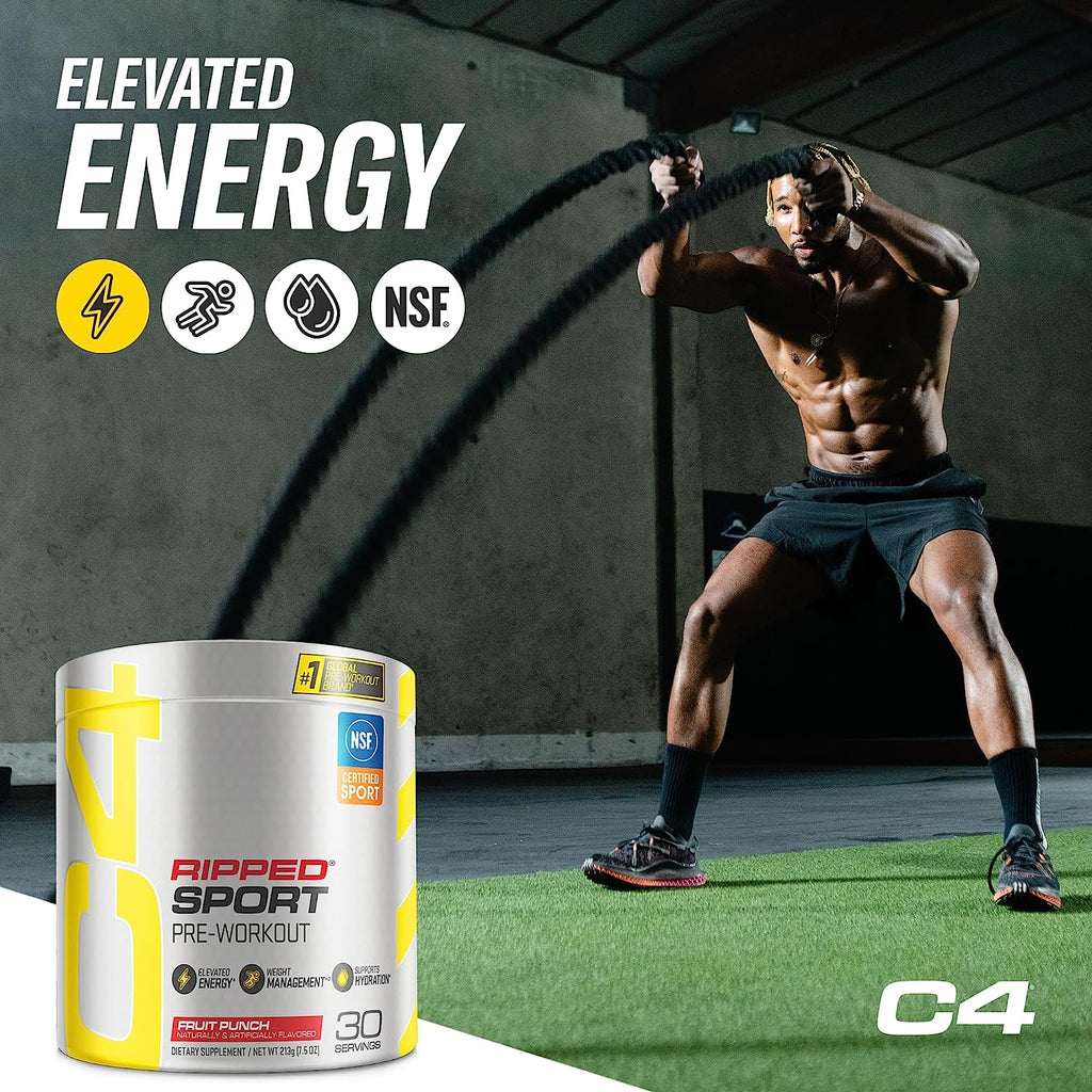 Pre entrenamiento + Pérdida de peso + Definición muscular, C4 Sport Ripped, certificado NFS para deportistas, 30 servicios
