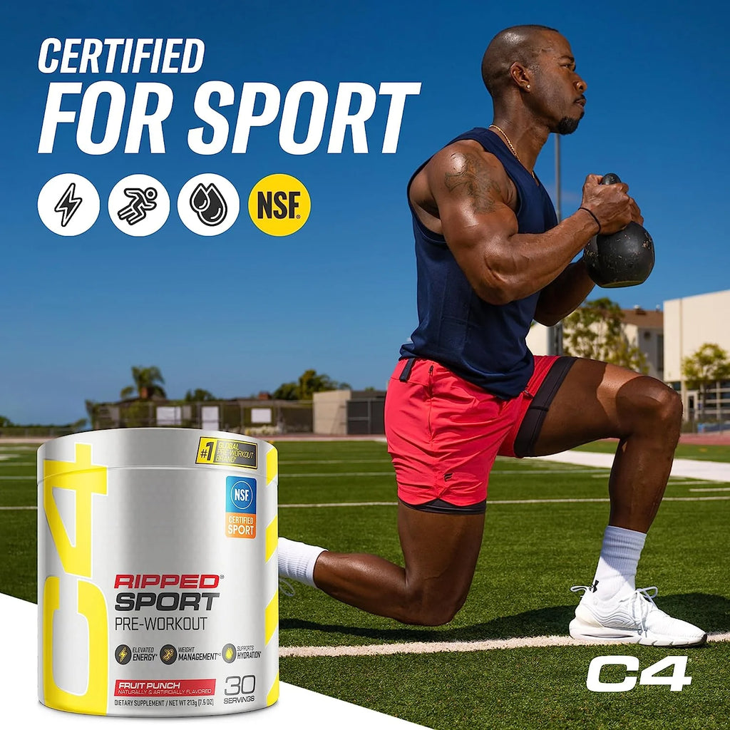 Pre entrenamiento + Pérdida de peso + Definición muscular, C4 Sport Ripped, certificado NFS para deportistas, 30 servicios