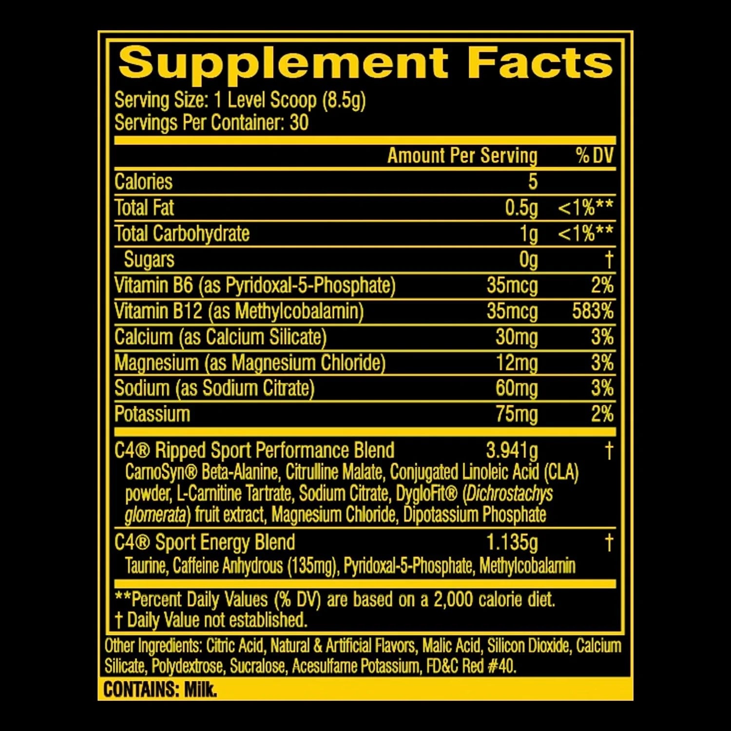 Pre entrenamiento + Pérdida de peso + Definición muscular, C4 Sport Ripped, certificado NFS para deportistas, 30 servicios