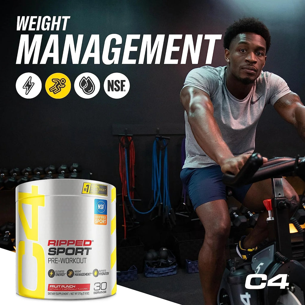 Pre entrenamiento + Pérdida de peso + Definición muscular, C4 Sport Ripped, certificado NFS para deportistas, 30 servicios