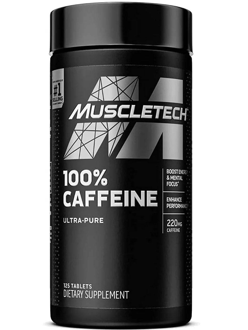 Cafeína 100% Pura, Energía, Enfoque, Resistencia. 125 Tabletas
